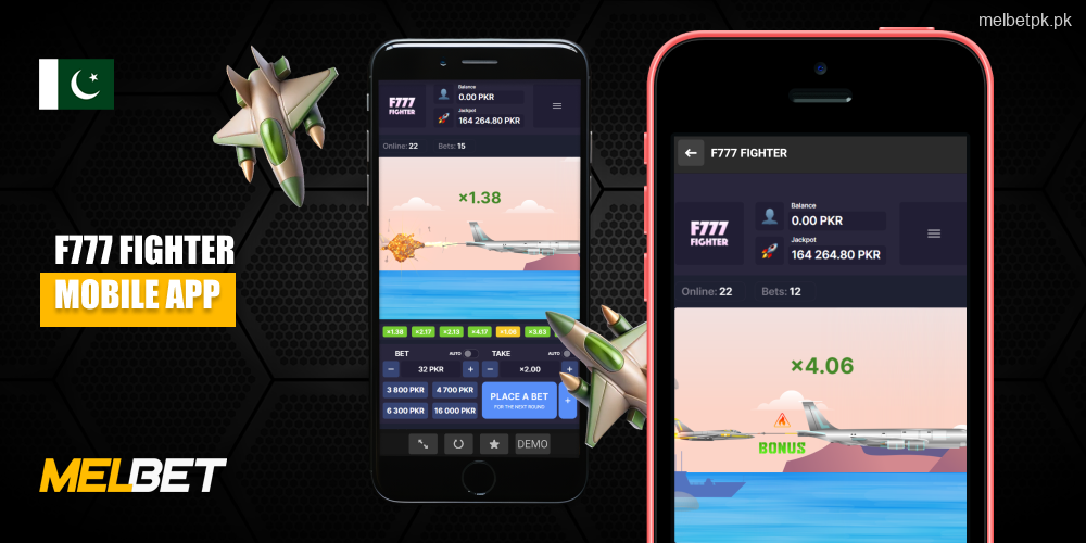 Melbet users in Pakistan can download a handy mobile app to play F777 Fighter games anywhere they like
